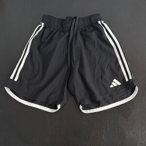 Adidas Men's Black Athletic Shorts with White Stripes